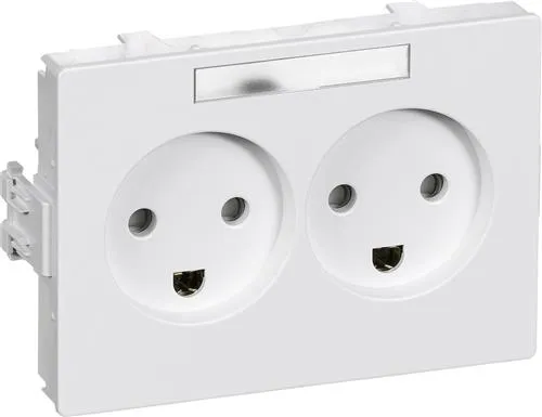 LAURITZ KNUDSEN CLIC'LINE® stikkontakt dobbelt vandret 2-pol med jord hvid.