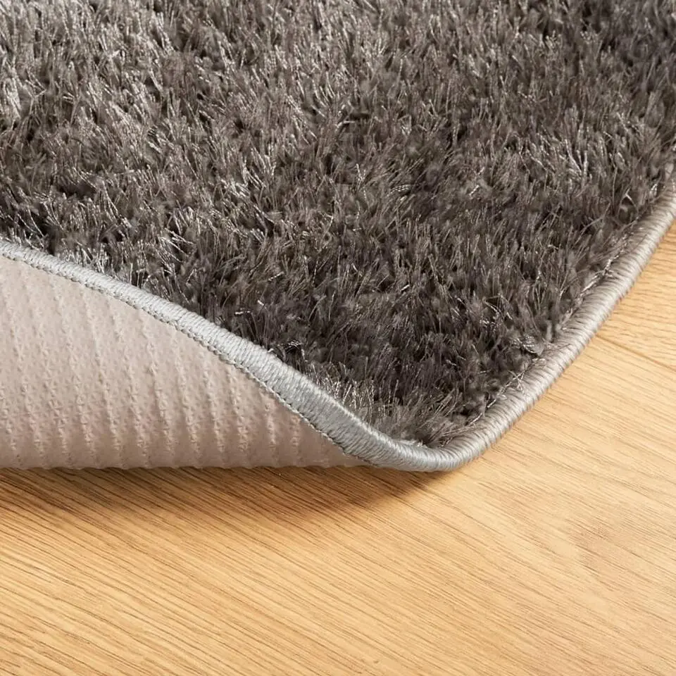 vidaXL - Vloerkleed - Grijs - Polyester - Ø 160 cm