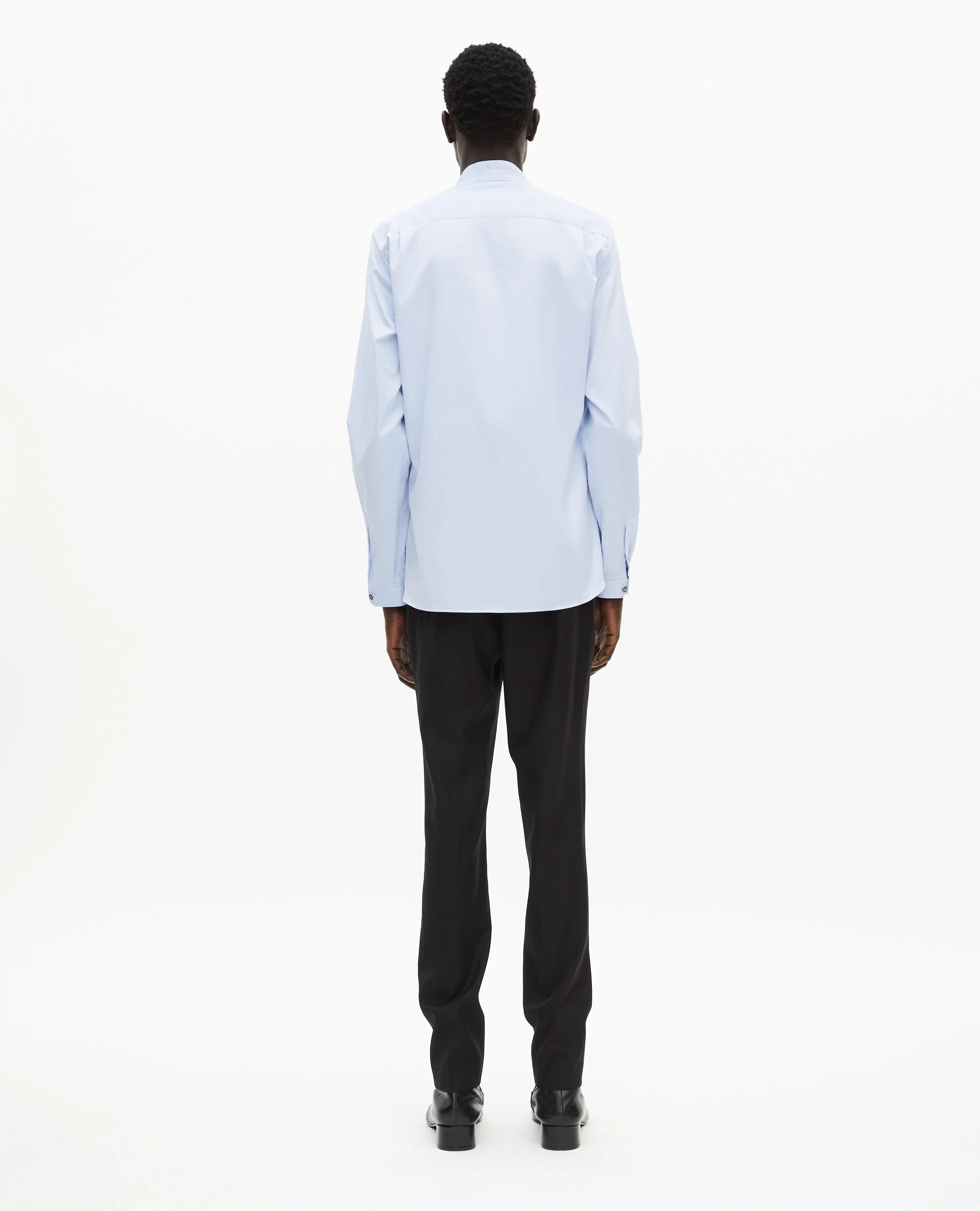 Chemise col officier bleue
