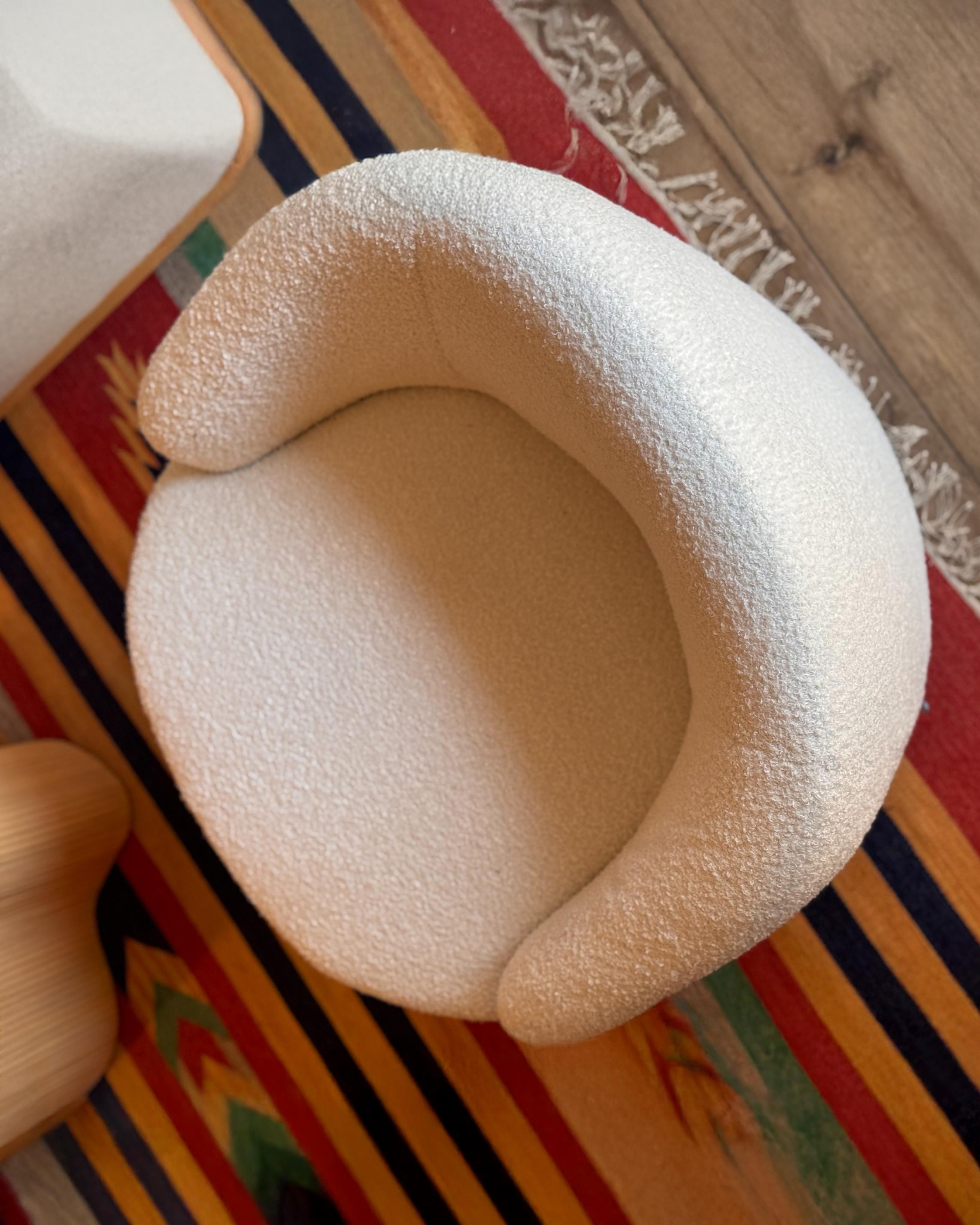 Draaifauteuil DAVIK Bouclé Gebroken wit
