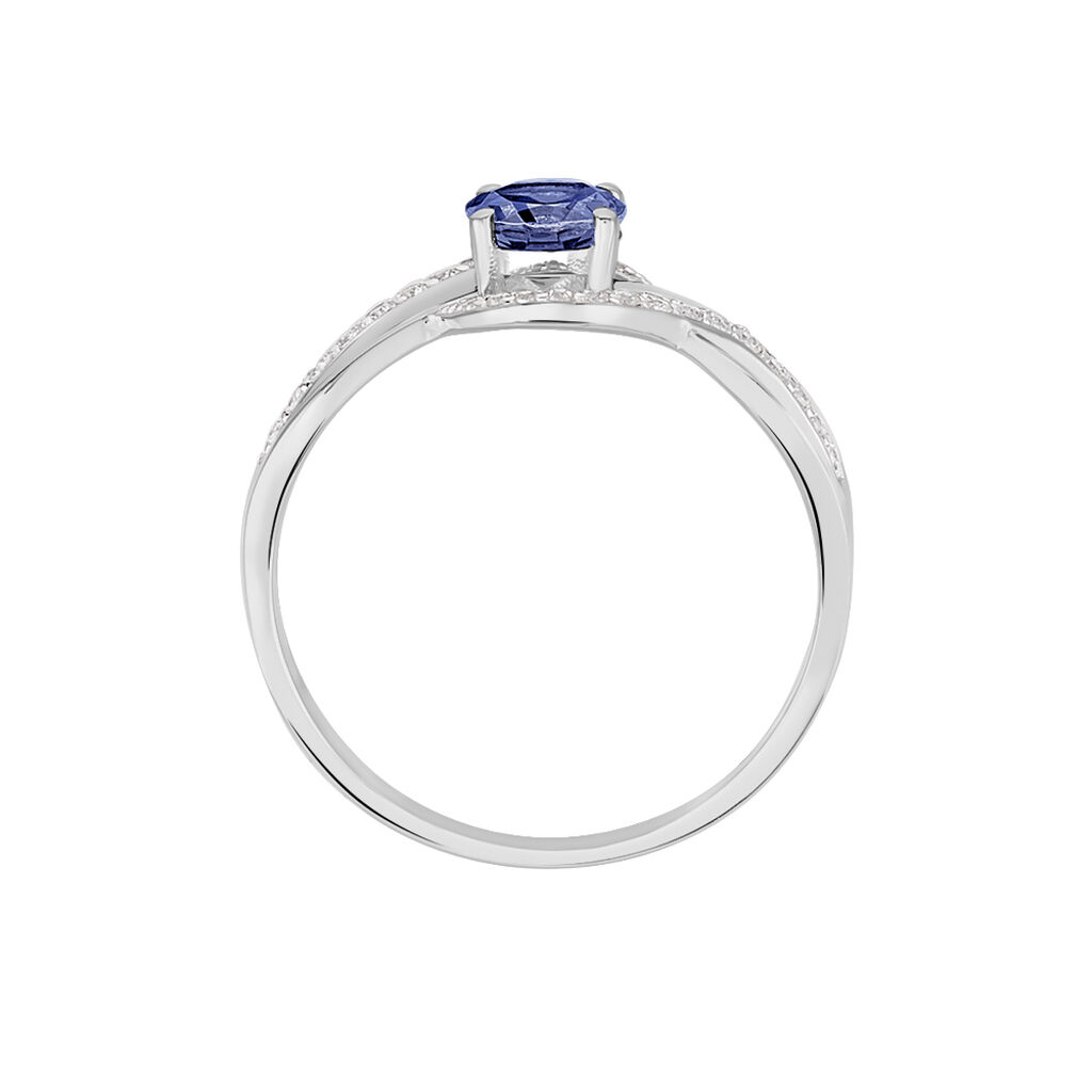 Bague Josyne Or Blanc Iolite Et Oxyde De Zirconium