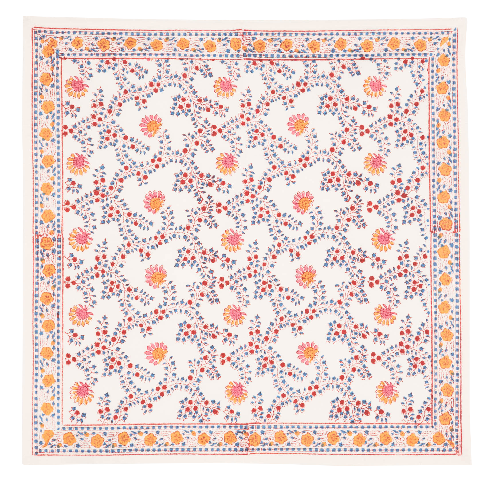 Serviette de table imprimé fleuri en coton | Multicolore