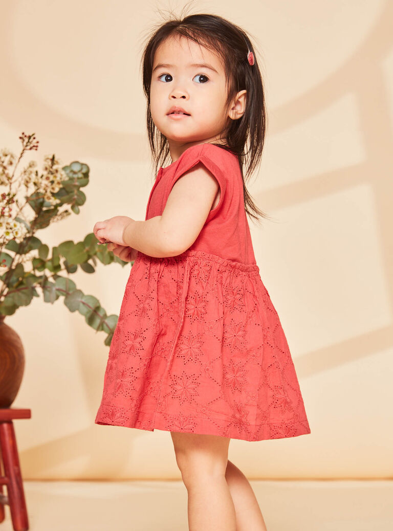 Robe bi-matière coquelicot