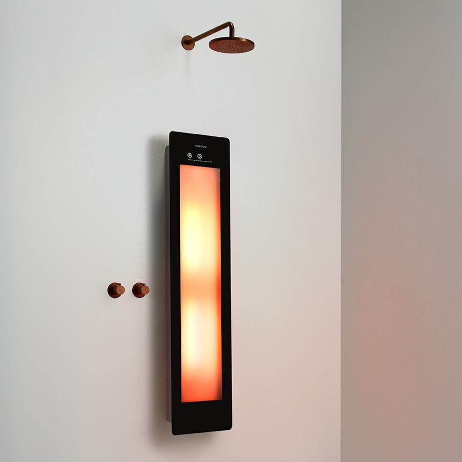 Sunshower Round Plus Medium Black infraroodlamp en UV 33x140x10cm opbouw