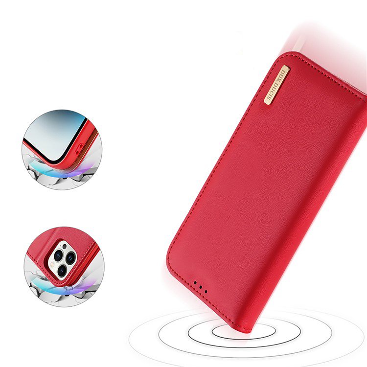 iPhone 15 Pro Max Flip Wallet Cover Echtleder Tasche (RFID Schutz) - Rot