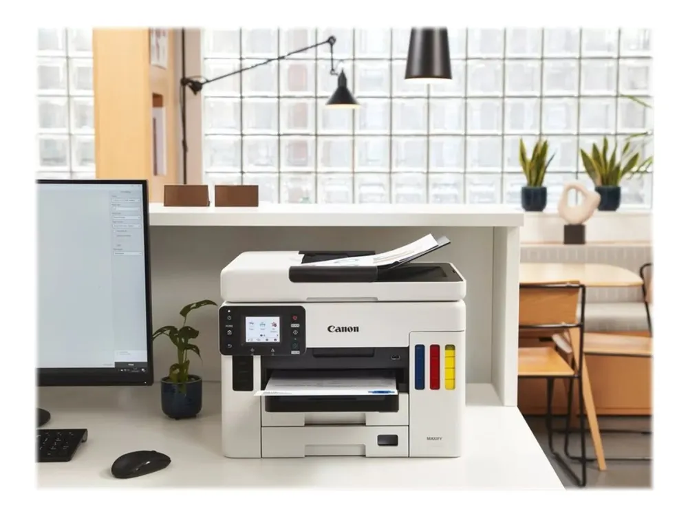 Canon MAXIFY GX7050 - Multifunktionsprinter - farve - blækprinter - kan genopfyldes - Legal (216 x 356 mm)/A4 (210 x 297 mm) (original) - A4/Legal (medie) - op til 24 ipm (udskriver) - 600 ark - 33.6 Kbps - LAN, Wi-Fi(n), USB 2.0, USB vært