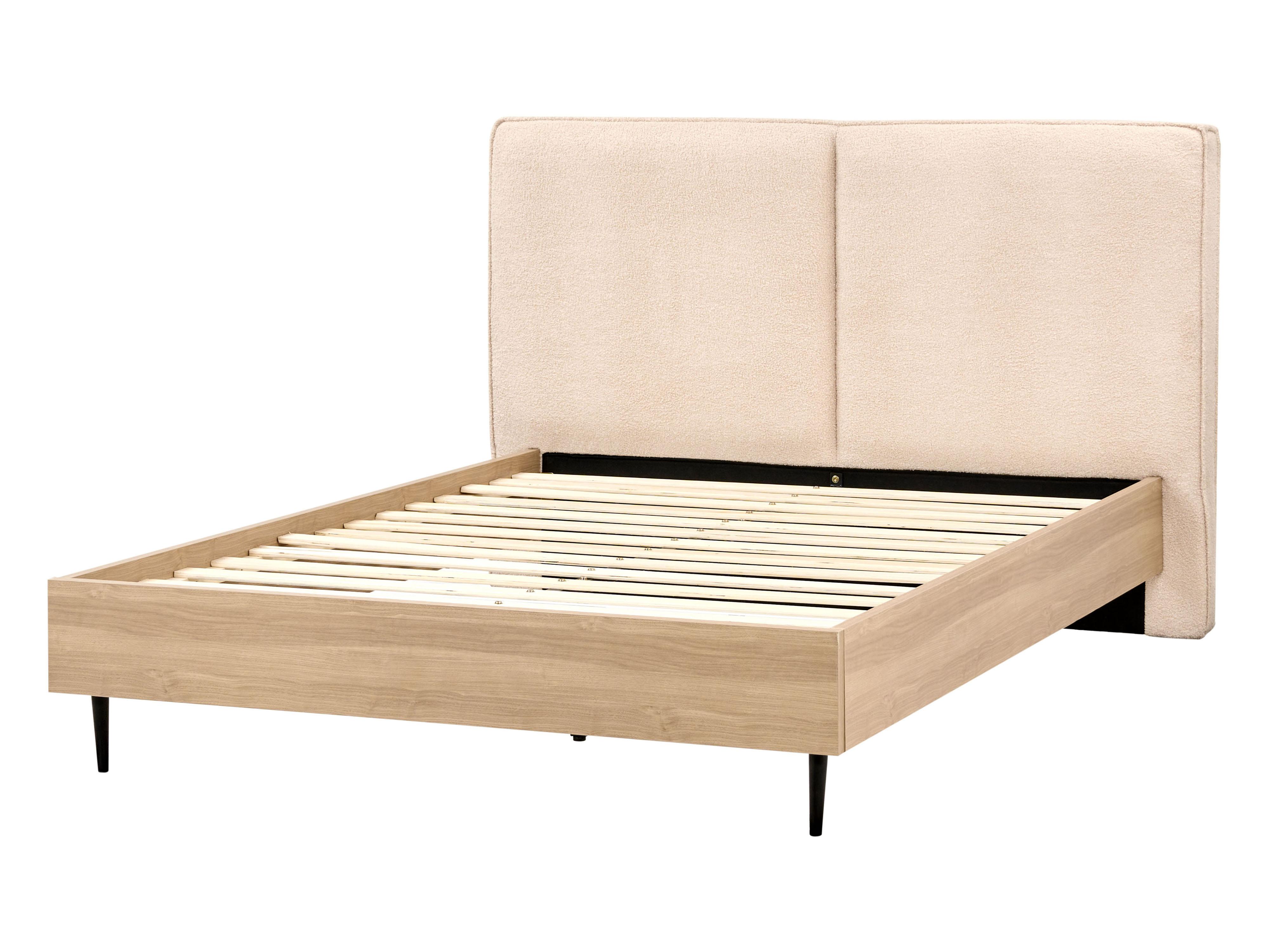 Bed Bouclé IZERNORE 140 x 200 cm Beige