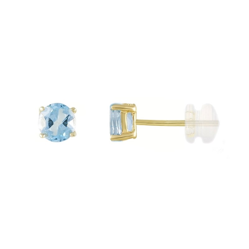 Boucles d'Oreilles Or Jaune et Topaze Ronde