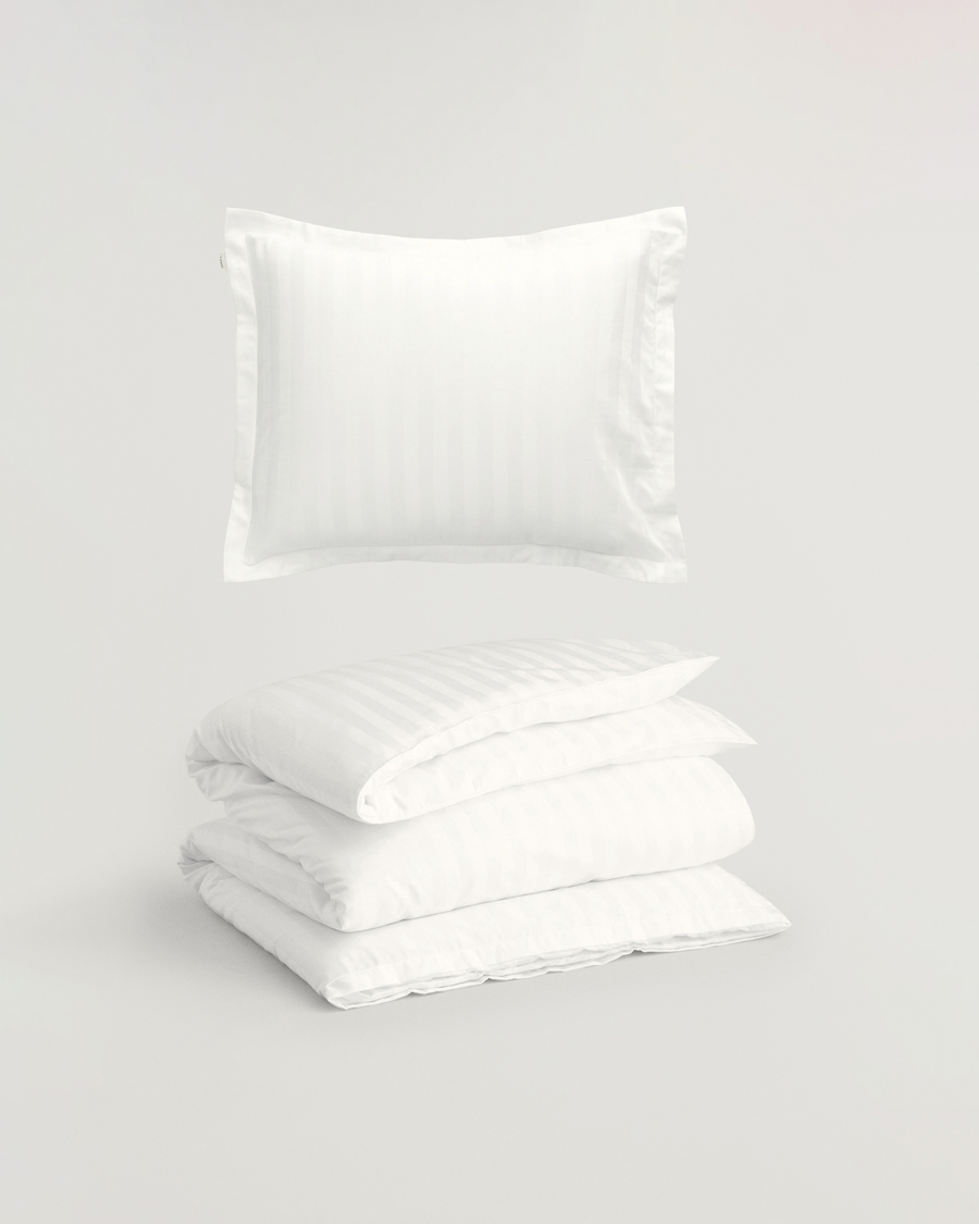 GANT Sateen Striped Duvet & Pillowcase Set White