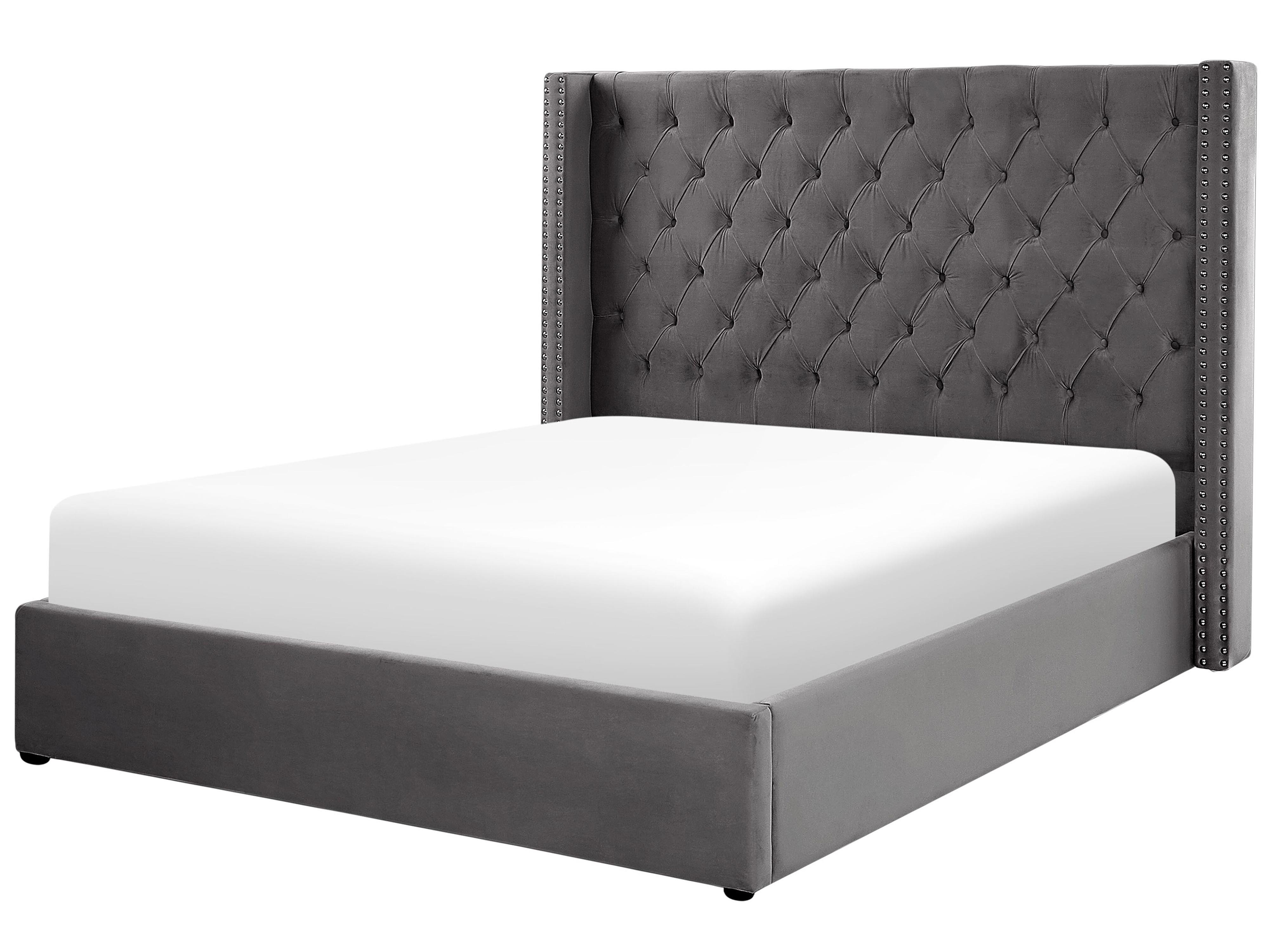 Bed met opbergruimte Fluweel LUBBON 180 x 200 cm Grijs