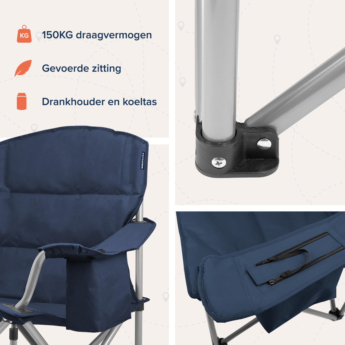 TRVLMORE set van 2 XL vouwstoelen - Blue