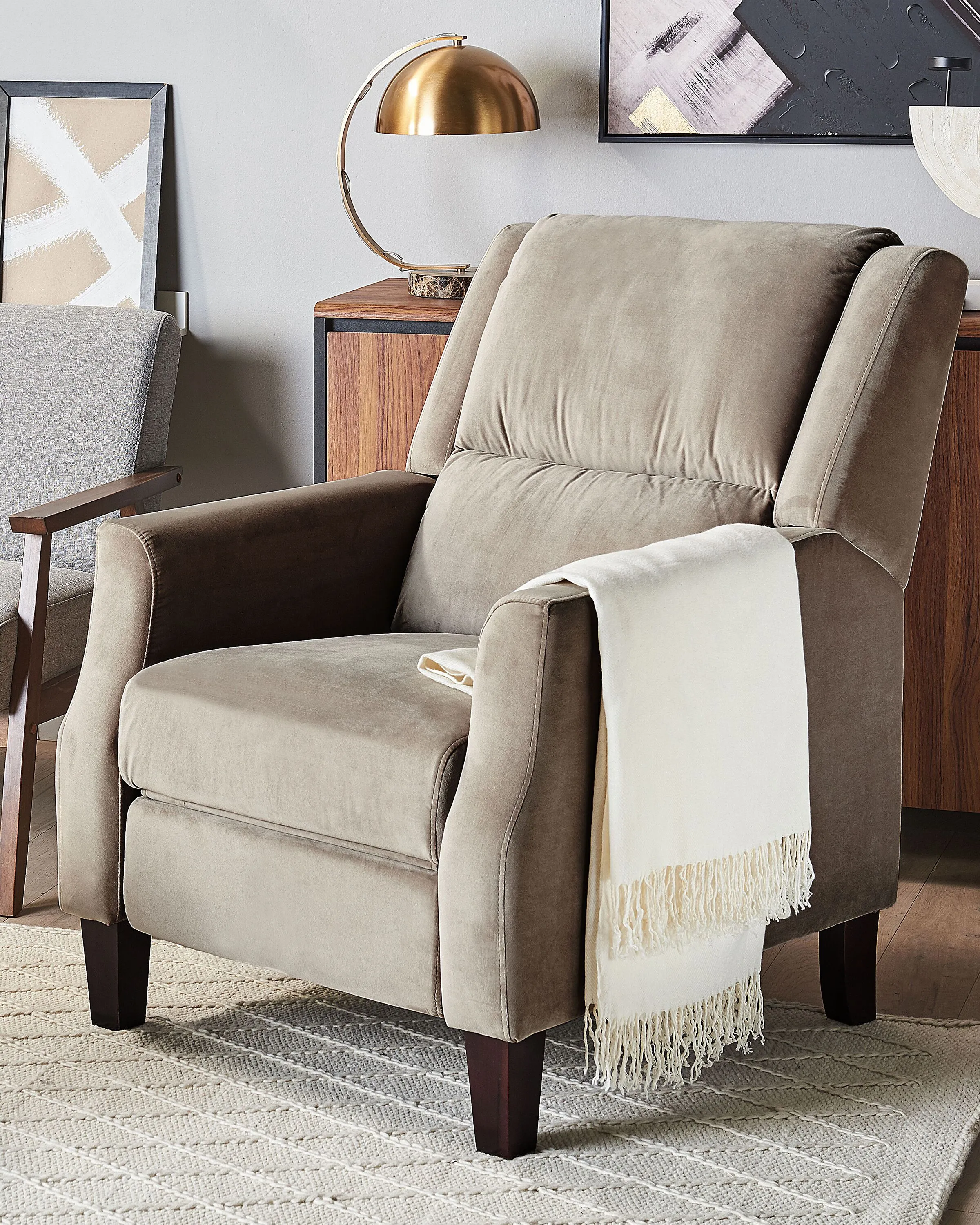 Relaxfauteuil EGERSUND Fluweel Taupe