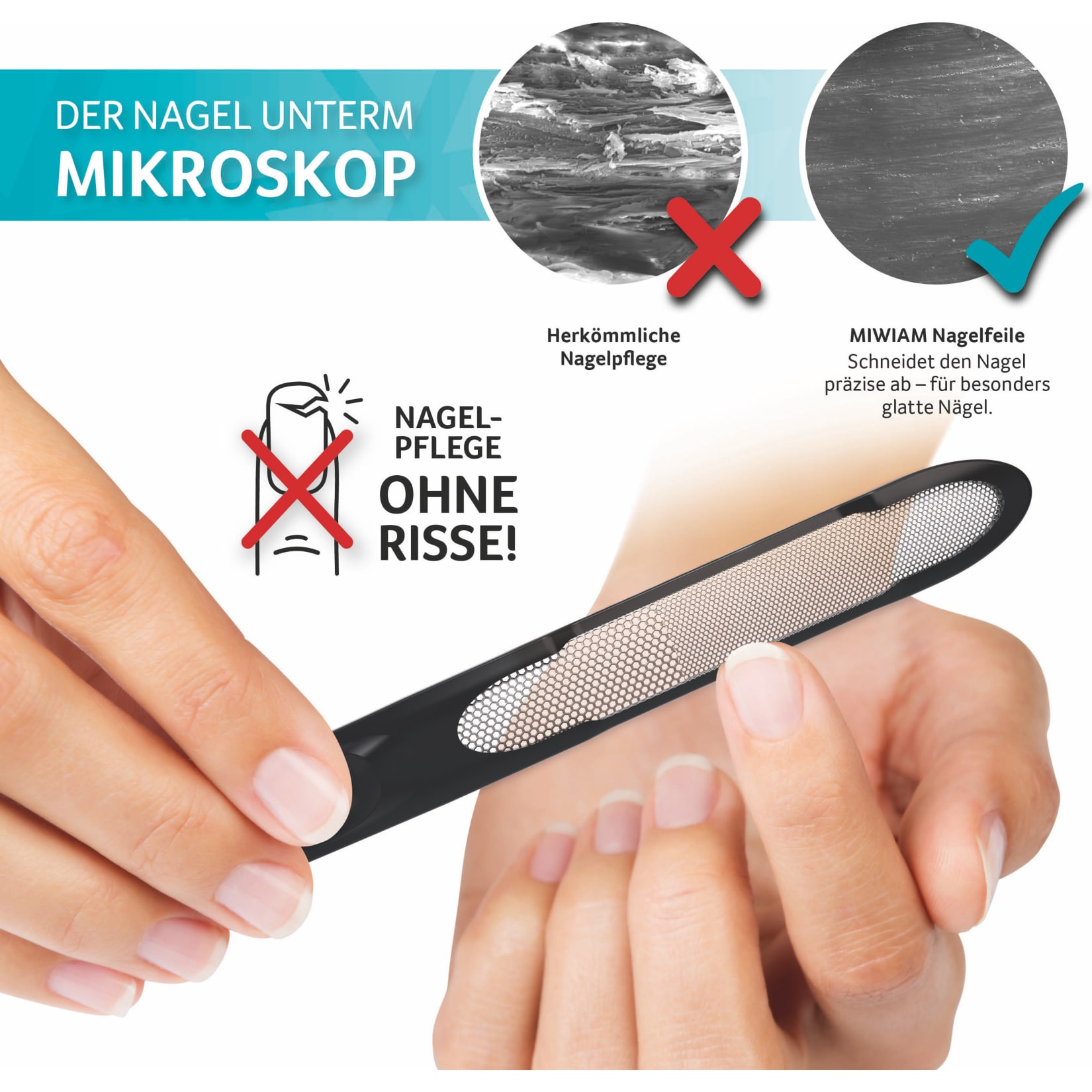 MIWIAM Nagelfeile 18,5 cm schwarz, mint, flieder