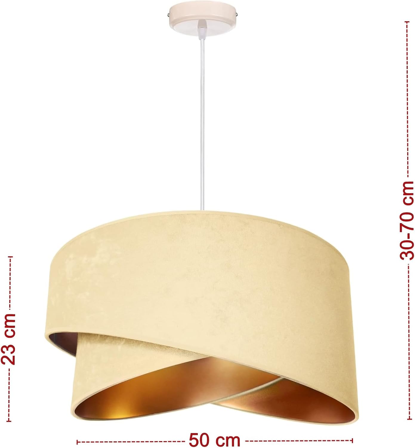 Hängelampe Pendellampe Lampenschirm aus Velours Ecru Esszimmerlampe, Wohnzimmer, Küchenlampe aus Serie N131 (N131-E)
