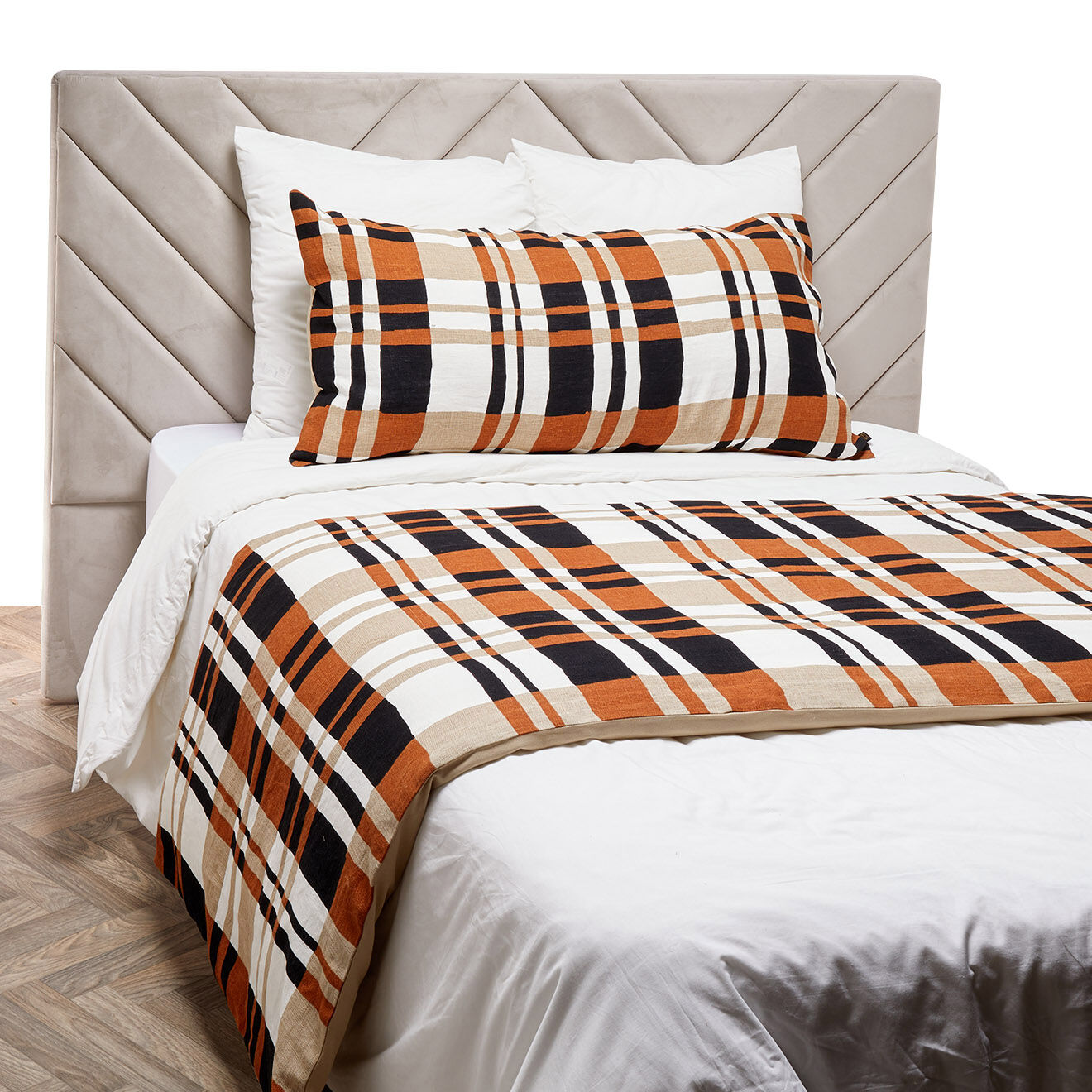 Haomy Housse de coussin en Lin & Coton Cork caramel - 55x110 cm