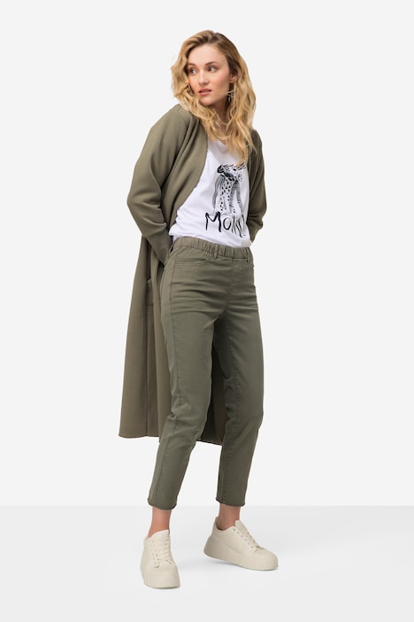 7/8-Slimhose, schmale Passform, 4-Pocket, Fransensaum, mit recyceltem Polyester