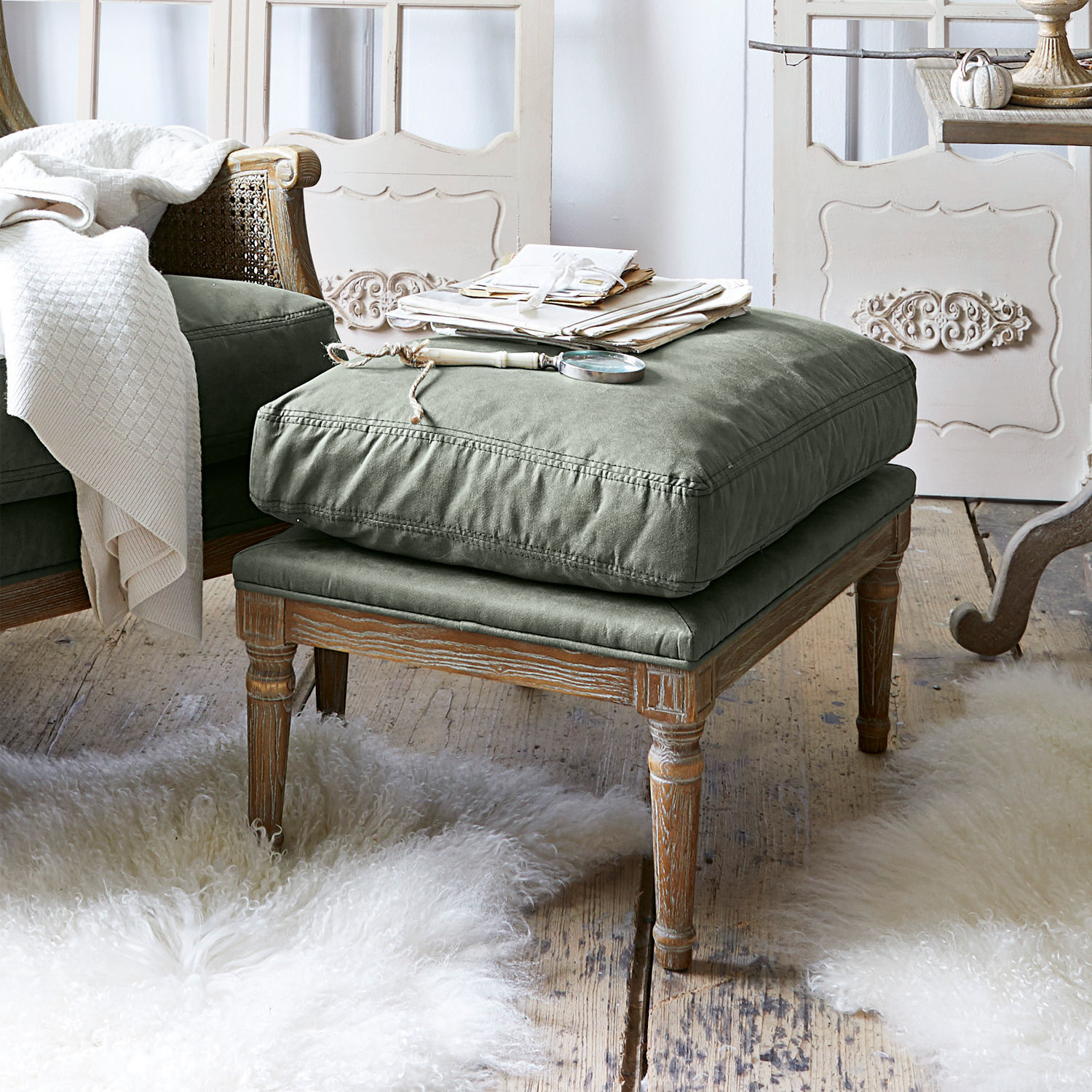 Hocker Greenbrier antikbraun/grün