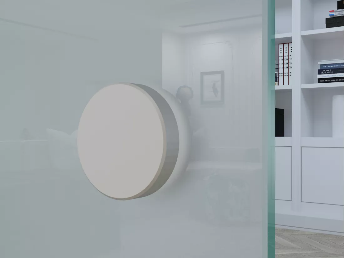 Porte coulissante double avec système en applique - 2 x H205 x L83 cm - Verre trempé dépoli - ASTANA