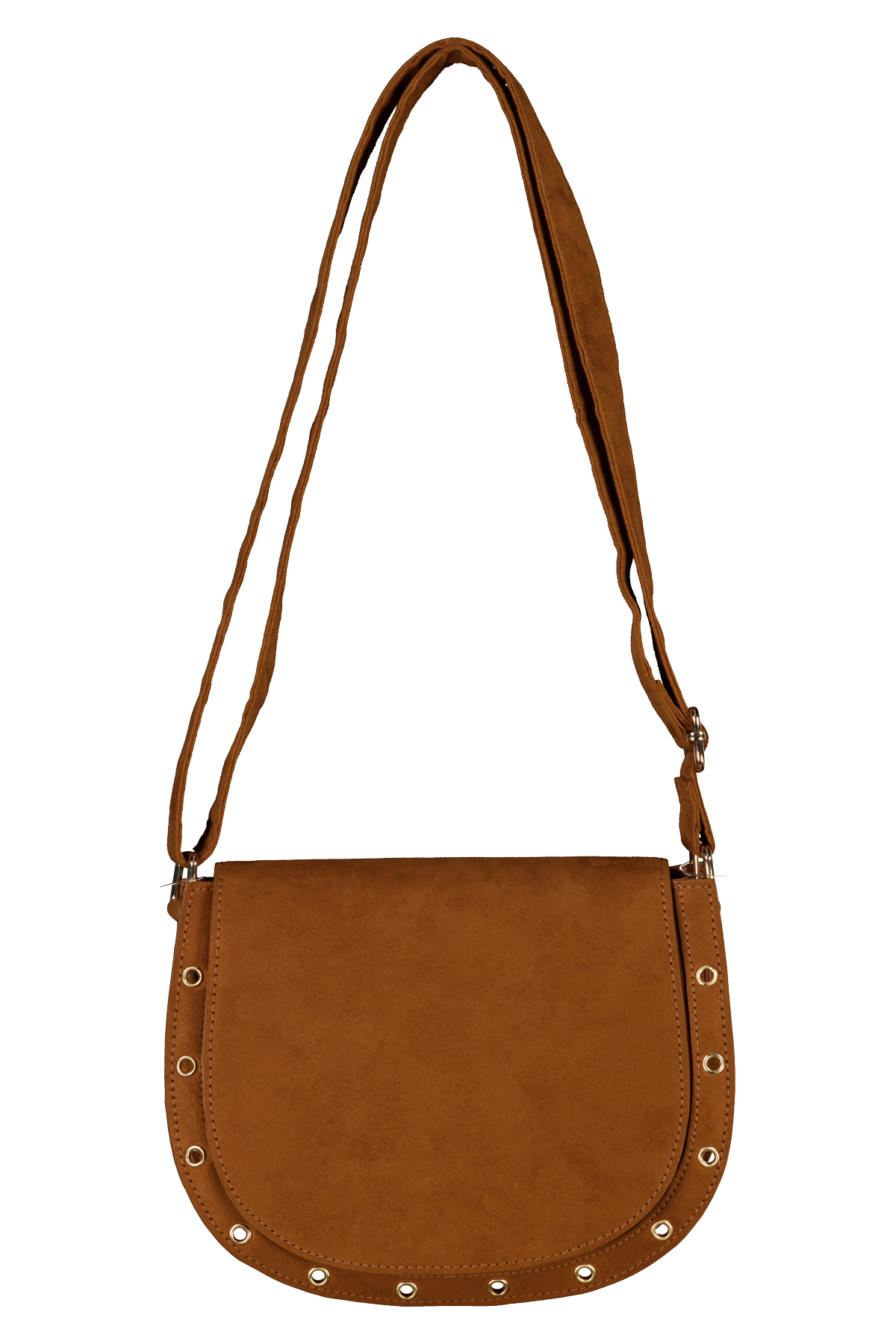 Schoudertas met suèdelook Cognac