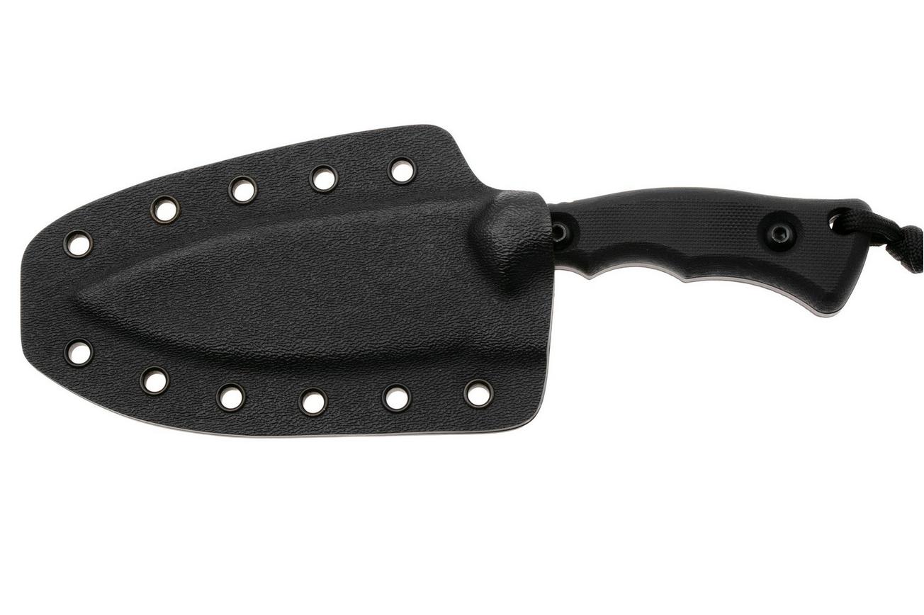 CRKT Bugsy Black Cerakote, Veff Serrations 3605KV Black G10 vaststaand mes, Kaila Cumings design