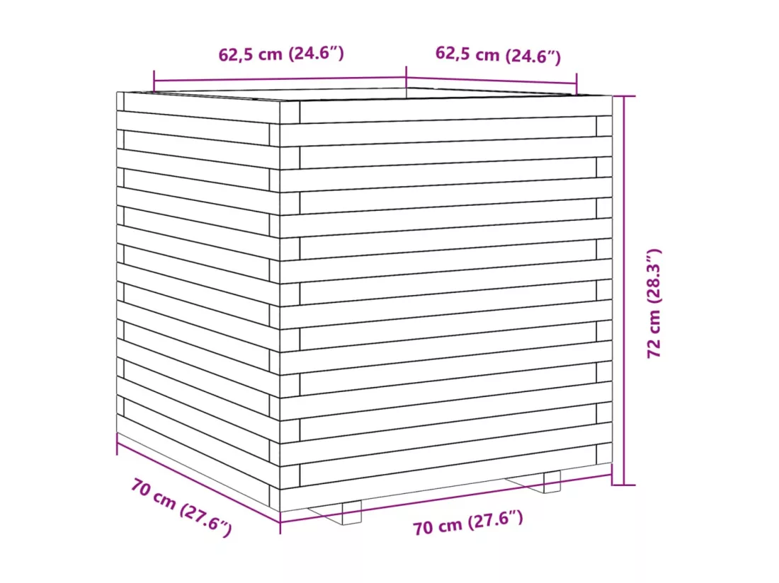 Jardinière bac lit surélevé bois marron 70 x 70 x 72 cm 02_0037837