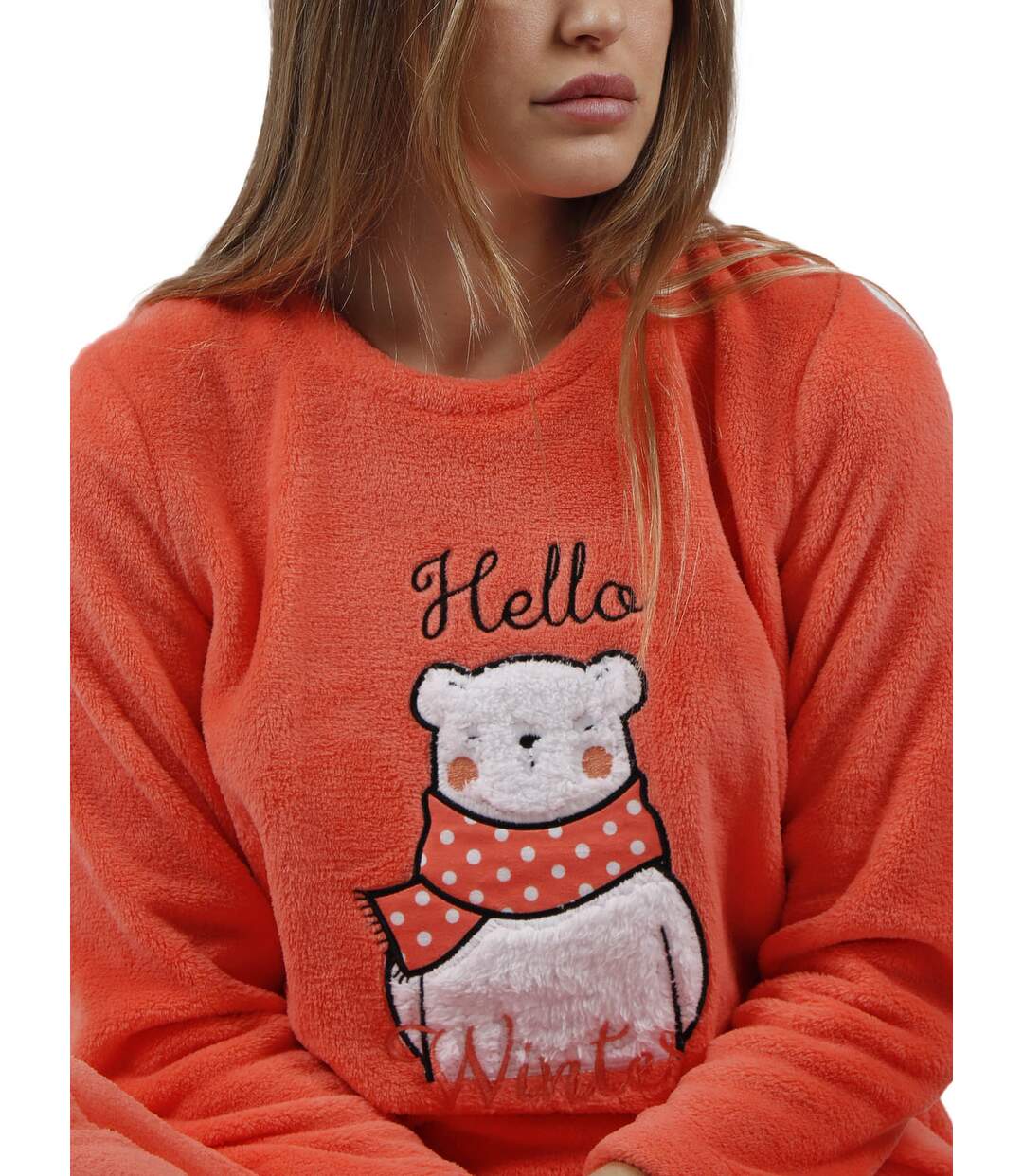 Pyjama polaire tenue pantalon top manches longues Hello Winter Admas