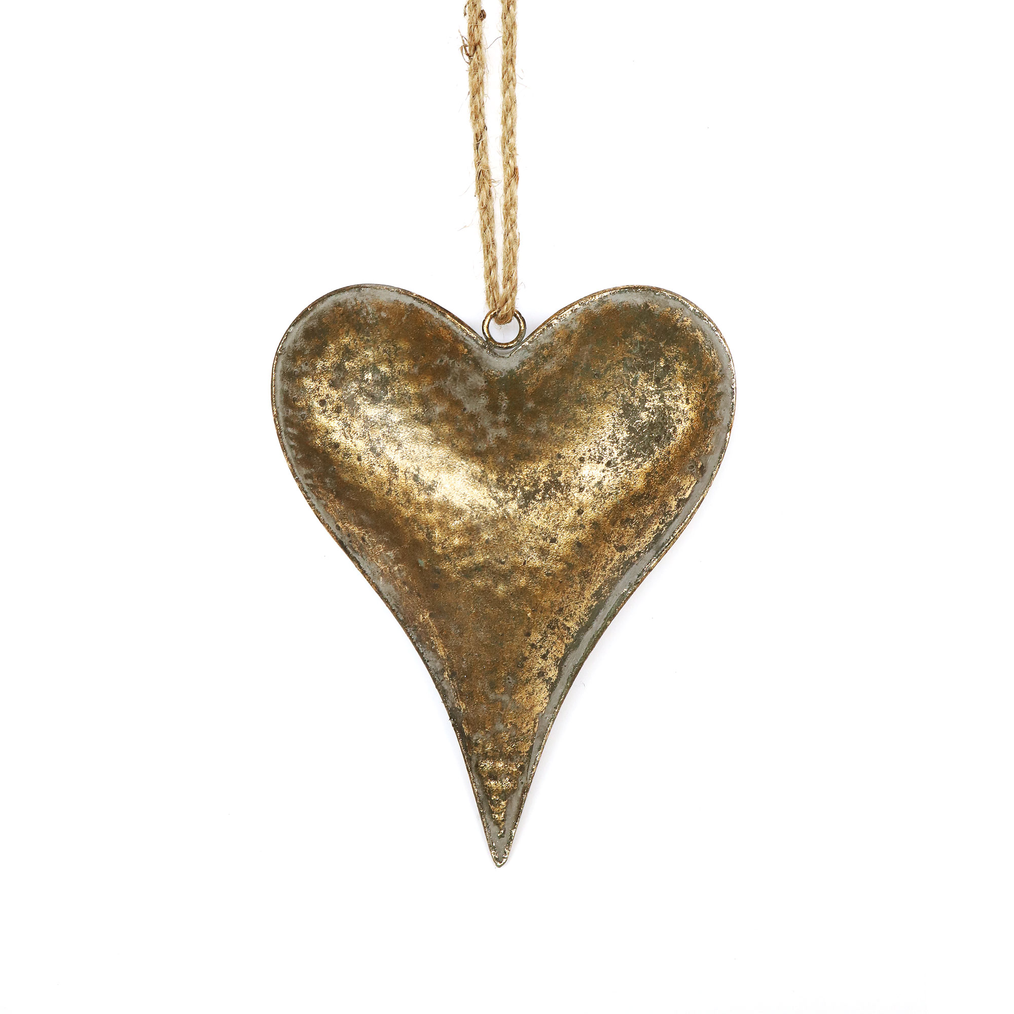 Anhänger 'Herz' aus Metall, antik gold, H 21 cm, B 16,5 cm, L 4,5 cm von fischer's lagerhaus
