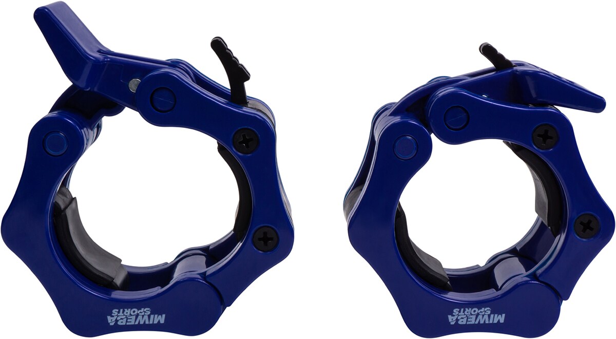 Miweba Sports Hantel-Schnellverschluss, für Olympiastangen mit ø 50/51mm, 2er-Set, Gummibeschichtung (Blau)