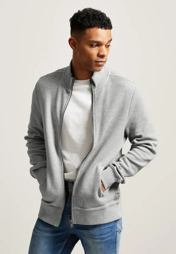 Sweatjacke mit Zipper - silver grey melange