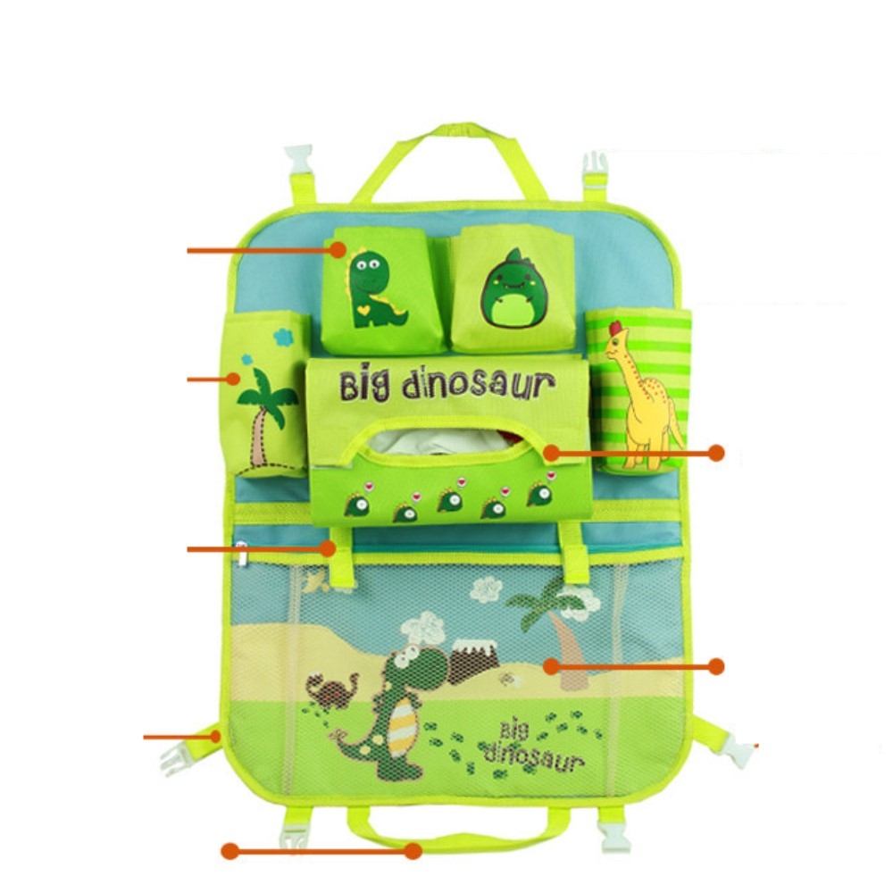 (54x41cm) Auto Sitz Kinder Aufbewahrungs Hänge Beutel Organizer Rücksitz Tasche Rücklehnen Schutz - Dinosaurier