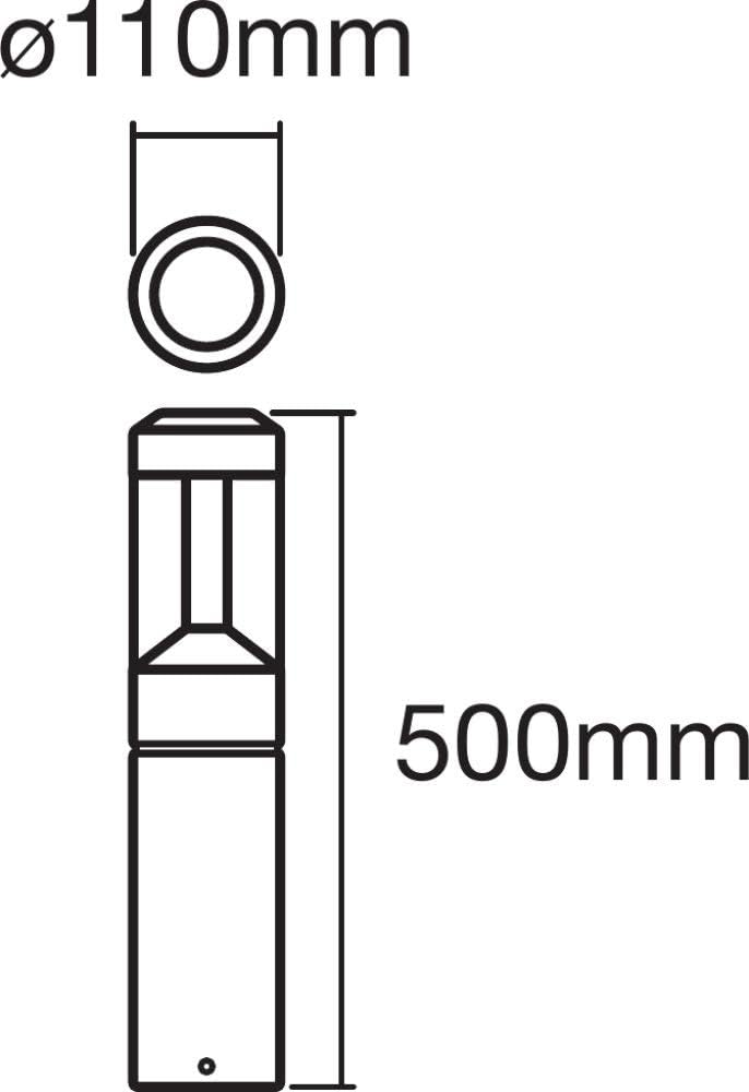 LEDVANCE Smarte LED Gartenpylone mit Bluetooth Mesh Technologie, 50cm Höhe, Lichtfarbe änderbar (2000-6500K), RGB-Farben änderbar , SMART+ MODERN LANTERN Bollard