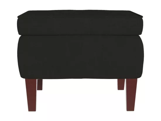 Chaise à bascule avec pieds en bois et tabouret Noir Velours