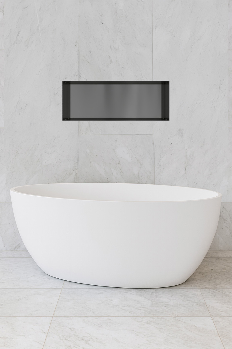 Hotbath &More frameless inbouwnis 30x80x10cm geborsteld gunmetal PVD