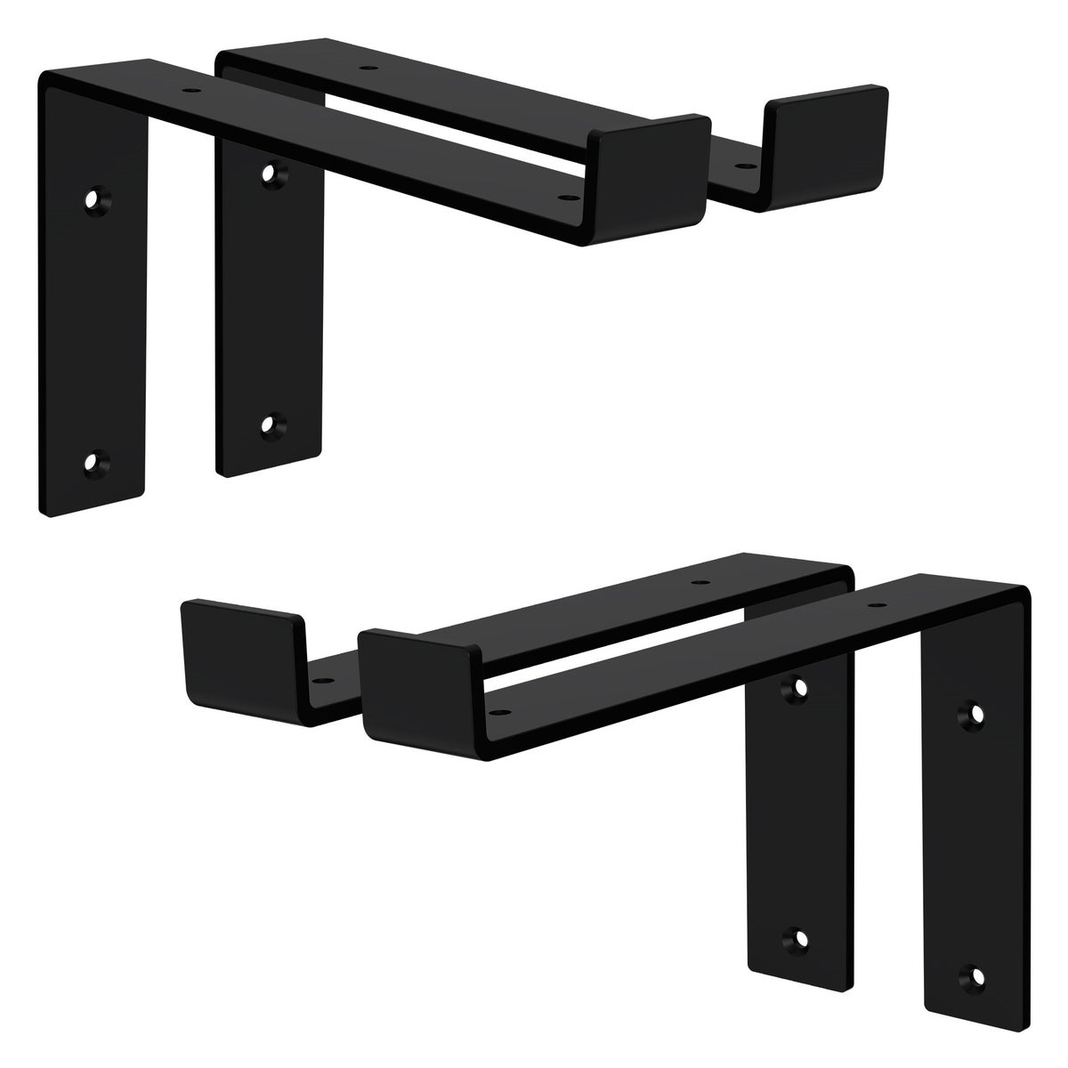 ML-Design 4-delige plankdragerset, 25x4x14,5 cm, zwart, metaal, 10-inch plankdragers, industriële plankhoeken, wandplankdragers, 90-graden wandbeugels, L-vormige wandplankdragers, met schroeven