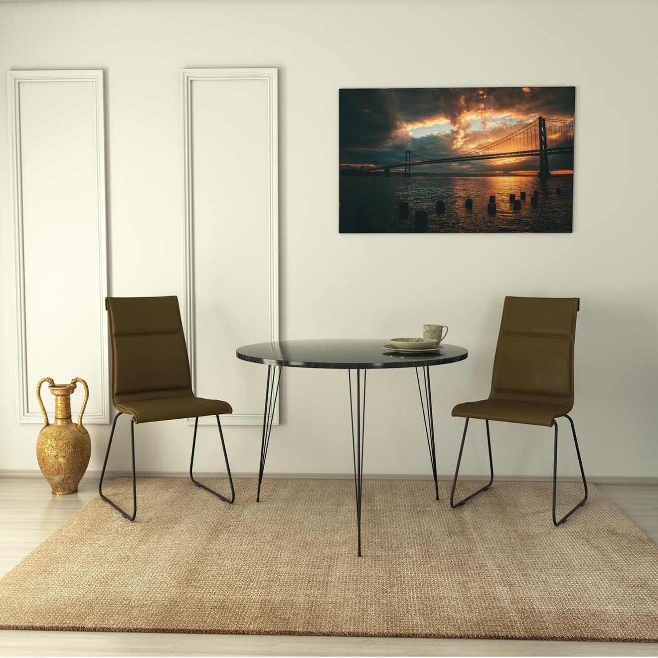 Wooden Art Table sandalf noir/blanc - 90x75x90 cm