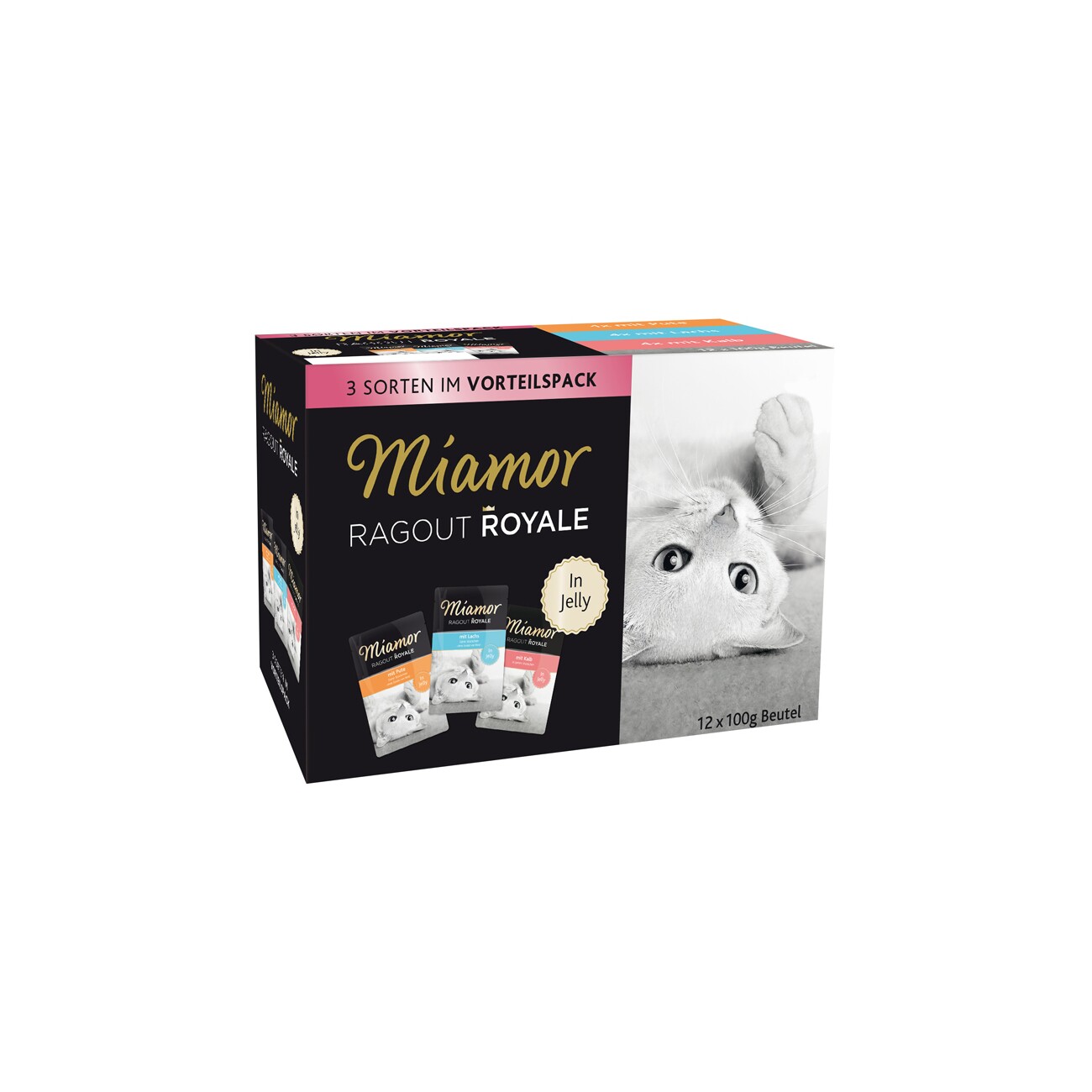 Miamor Ragout Royale in Jelly Multipack 12x100g Pute, Lachs, Kalb