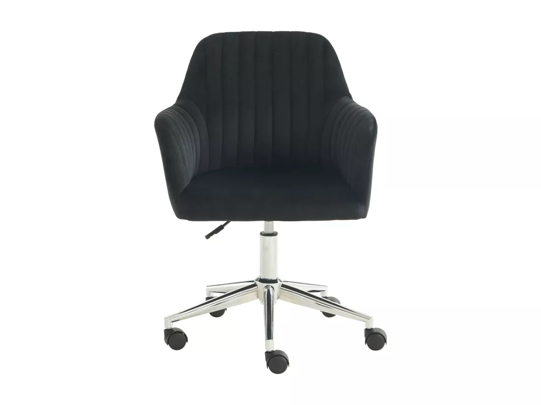 Chaise de bureau - Velours - Noir - Hauteur réglable - ELEANA