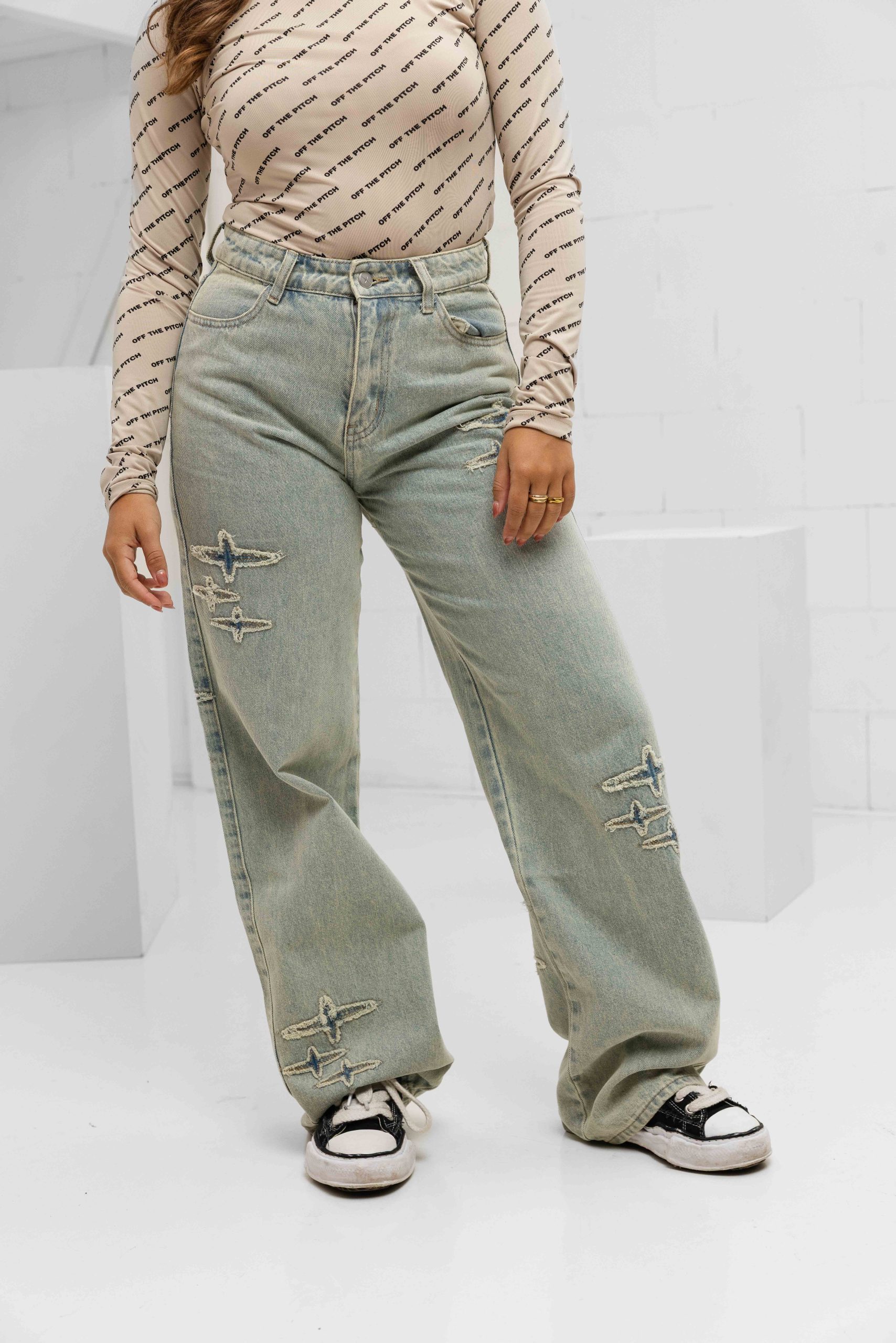 Project x Paris Wide Leg Jeans Dames Lichtblauw