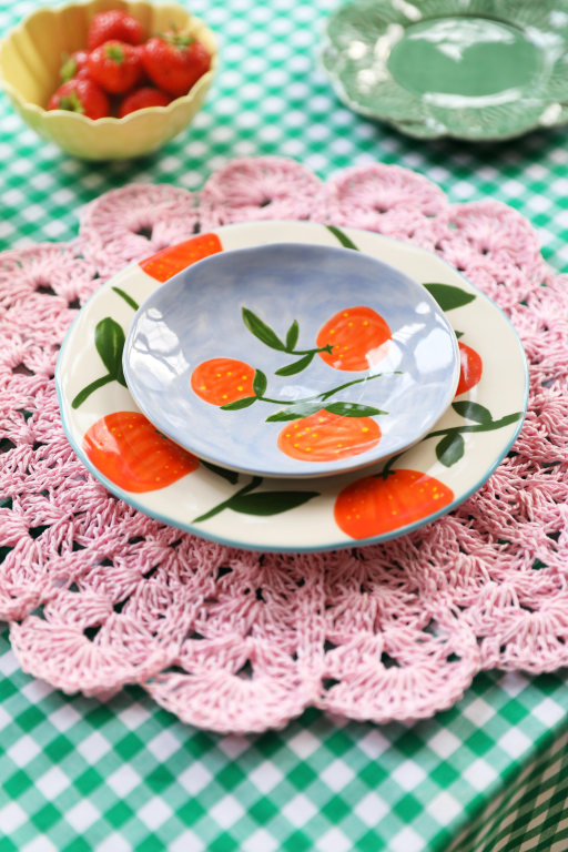 &klevering Orange Twig dinerbord Ø22 set van 4