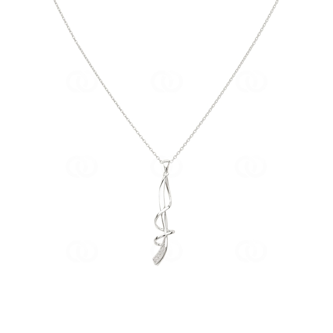 Collier mit Anhänger 925 Silber rhodiniert mit Zirkonia pavé 43cm