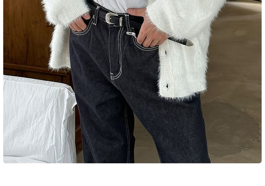 mopagrati - V-hals effen pluizige cardigan met knoopjes