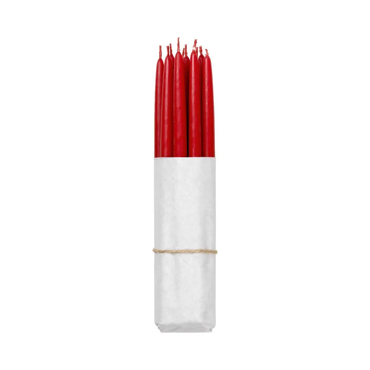 Broste Copenhagen - Tapers getauchte Spitzkerze, Ø 1,2 cm, truly red (10er-Set)