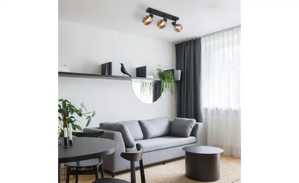 Strahler 3-flammig 41 cm Schwarz, Orange
