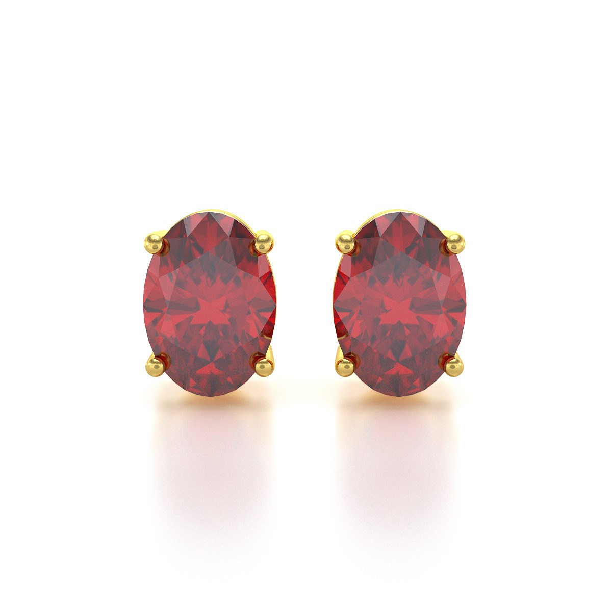 Boucles d'oreilles ADEN Or 585 Jaune et Rubis forme Ovale 1.6grs