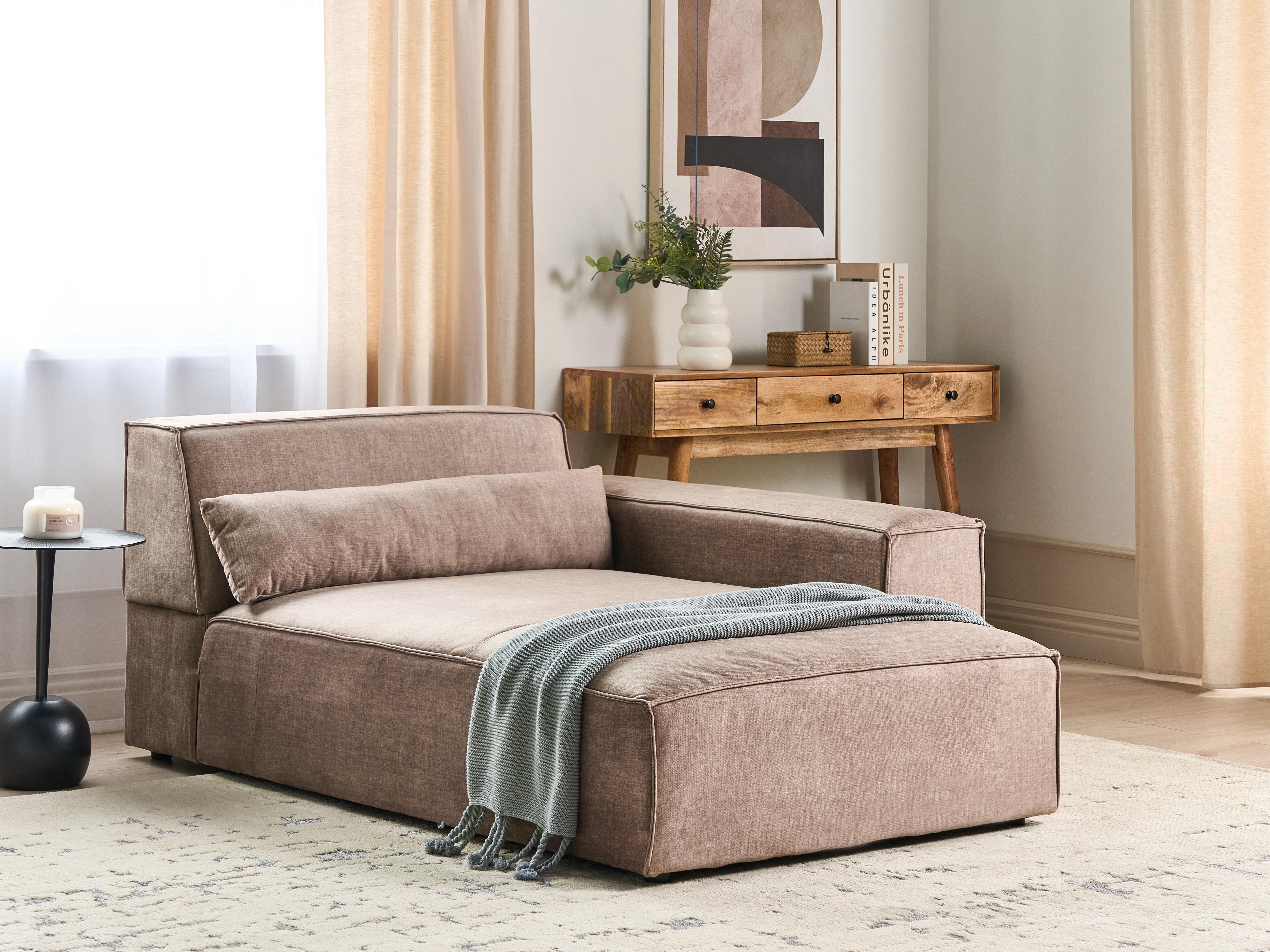 Linkszijdige chaise longue HELLNAR Stof Lichtbruin