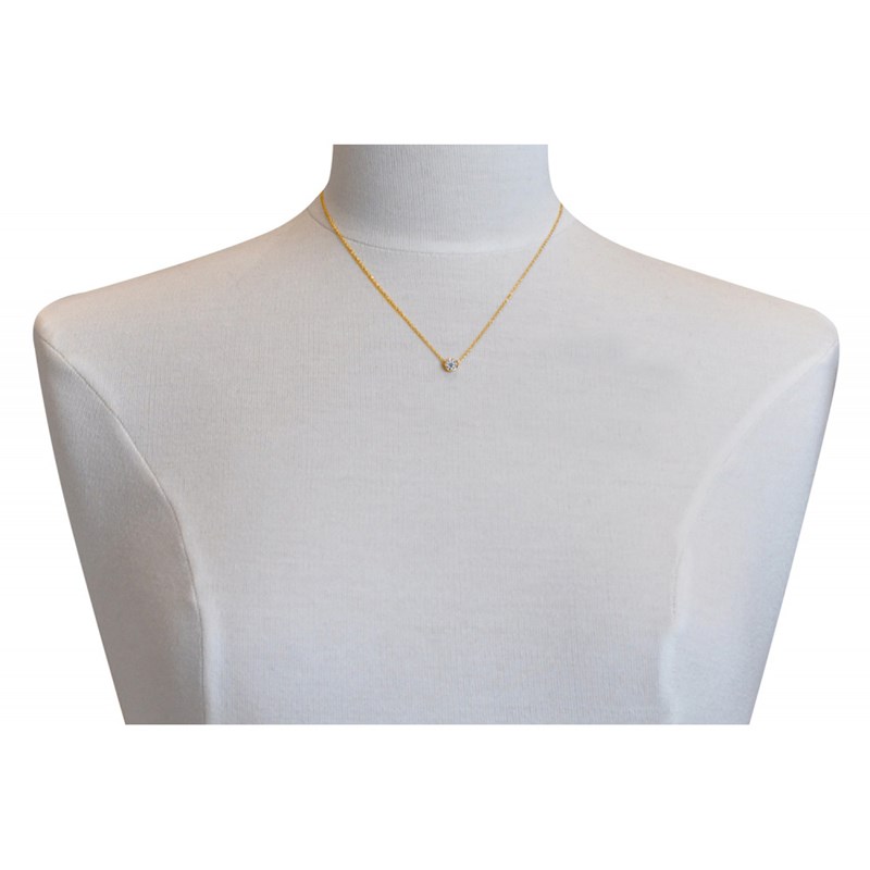 Collier Plaqué Or Solitaire Serti Clos 5mm