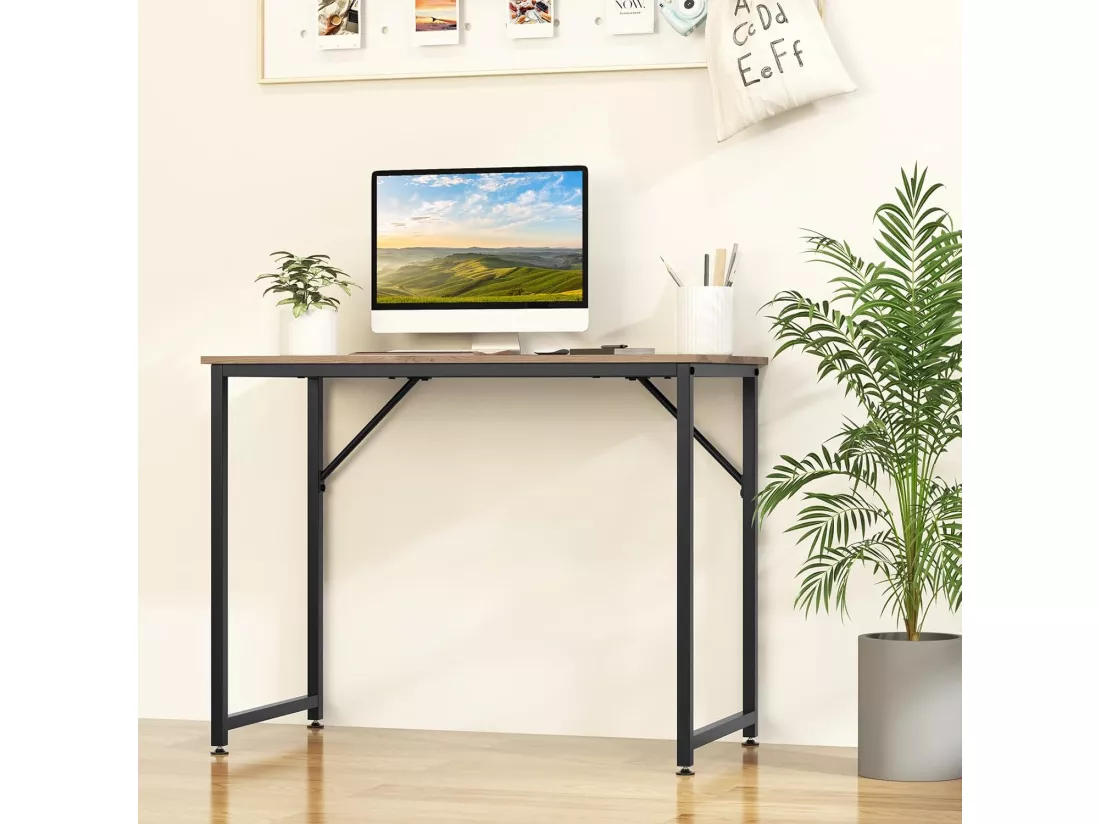 Bureau d'Ordinateur, Table Poste de Travail, Bureau Informatique, 50 x 100 x 77 cm, Style Industriel, Cadre en Métal, pour Bureau, Chambre, Salle de Réunion (Naturel)