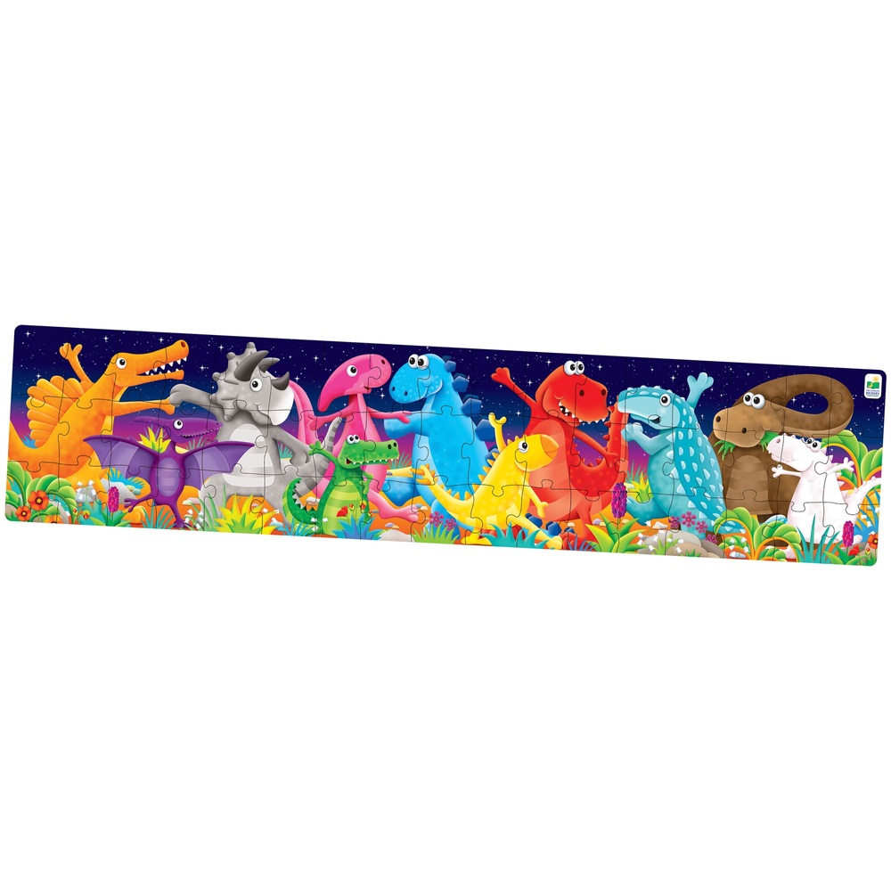 Langes und großes farbenfrohes Tanz-Dino-Puzzle (51 Teile)