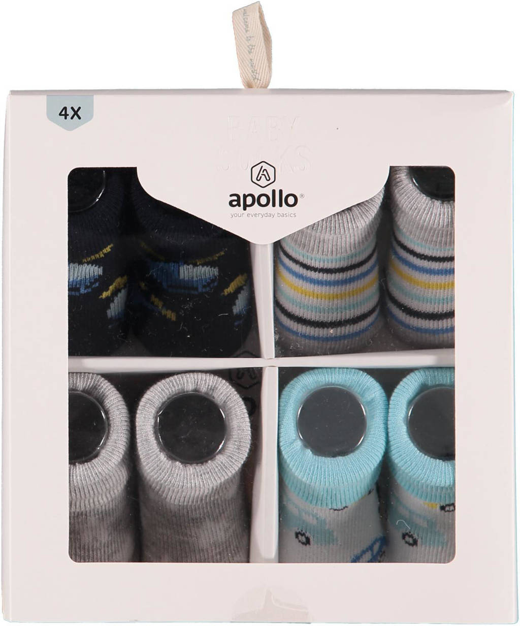 new born sokken - set van 4 in een geschenkset multi