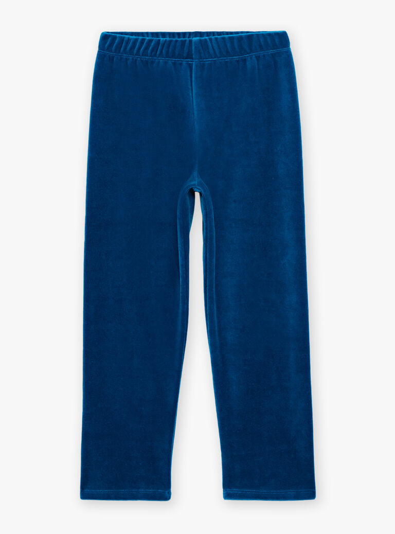 Ensemble pyjama bleu foncé en velours à rayures avec tigre